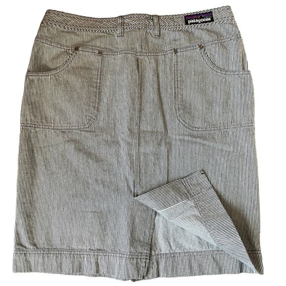 Patagonia Denim Stripe Organic Cotton Button Front Skirt size 10 - Picture 3 of 6
